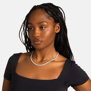 UrbanVrit Luxury Women's 925 <b>Silver</b> Rhodium Plated Brilliant Cut Zircon Tennis Chain Hip Hop <b>Choker</b> Necklace Channel Setting - Product Image 3