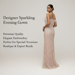 Robe de soirée scintillante avec broderie, conçue par un fournisseur indien |   Robe de soirée élégante pour femmes pour bal, banquet et événements formels - Product Image 5