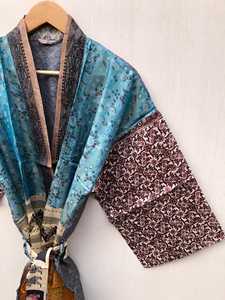 Kimono largo de seda atractivo, estilo bohemio, para mujer, ideal para la playa, vacaciones de verano, sexy, tipo bata. - Product Image 5