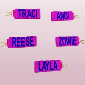 Porte-clés en cuir multi-designs avec broderie perlée complexe, sangle durable, motif fruité tendance, élégant breloque de sac perlée - Product Image 4