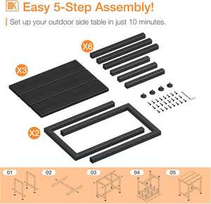 Mesa Auxiliar Moderna para Exteriores con Superficie Negra Resistente a la Intemperie – Mesa Decorativa Impermeable para Patio, Jacuzzi y Comedor - Product Image 4