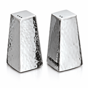 Salières et poivrières en acier inoxydable martelé, forme pyramide argentée, ensemble d'ustensiles de cuisine à paroi simple pour assaisonnements - Product Image 1