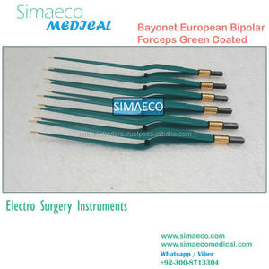 Pinza Quirúrgica Bipolar Siameco SM Tipo Bayoneta Europea con Recubrimiento Verde, Base de Instrumentos Quirúrgicos - Product Image 3