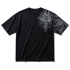 Camiseta Personalizada para Hombre, 100% Algodón, Corte Holgado, Manga Corta, Cuello Redondo, Estilo Urbano, Estampado Geométrico, Hombros Caídos, Talla Grande - Product Image 6