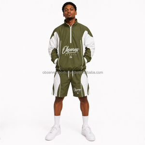 Conjunto Cortavientos de Alta Calidad, Personalizado, Unisex, Reflectante 3M, Estilo Vintage, Otoño, Conjunto Deportivo para Hombre, Top y Pantalones Cortos - Product Image 1