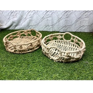 Meilleur prix pour un plateau décoratif en rotin tissé à la main, style bohème, artisanat en bambou et rotin, fabrication indienne, prix de gros. - Product Image 6