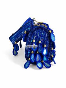 Bohemian Beaded Women's Handbag Blue Teardrop Decor Single Strap Party Wedding Clutch Bag - Product Image 5