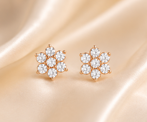 Super September Hot Sale CZ Studded Floral Rose Gold Plated 925 Sterling <b>Silver</b> <b>Stud</b> Earrings Gift for Women Handmade - Product Image 4