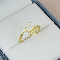 Pierre de lune arc-en-ciel naturelle 5x7mm octogonale, sertie à griffes en argent sterling 925 plaqué or jaune, pour mariage et fête
