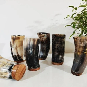 Meilleure Vente : Verres à Boire en Verre Poli, Chopes à Bière Exceptionnelles en Corne de Buffle Naturelle, Tasses à Boire en Céramique Style Viking pour Fêtes - Product Image 2