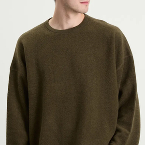 Suéter de Punto para Hombre, Cuello Redondo, Color Verde Oliva, Talla Grande, Estilo Casual, Manga Larga, Corte Regular, para Otoño - Product Image 4