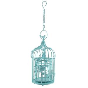Cage votive suspendue oiseau bleu bougeoir en fer en métal fait à la main décoration de la maison multicolore différentes tailles disponibles - Product Image 1