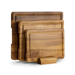 Ensemble de 3 planches à découper en bois d'acacia naturel, prix usine, avec support et rainure pour jus, pour cuisine, en provenance du Vietnam - Product Image 1