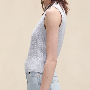 <b>Men's</b> Light Blue Cable Knit Sleeveless Vest Geometric Pattern Knitted Wool Autumn Wear Made In Italy - Product Image 5