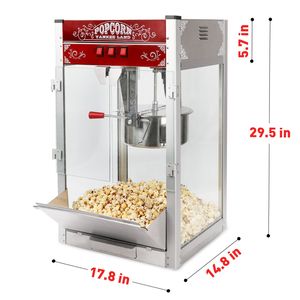 Machine à popcorn de comptoir de 16 oz avec pelle et cuillère à huile en acier inoxydable - Product Image 5