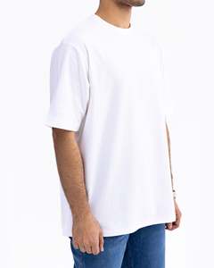 T-shirt pour homme en tissu peigné 100 % coton, col rond, manches courtes, coupe ample, logo sérigraphié sur le devant, couleur personnalisée, anti-boulochage - Product Image 2