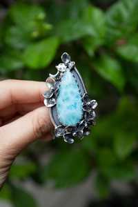 Anillo de Plata Larimar, Anillo de Plata de Ley 925, Plata de Ley 925 Sólida - Product Image 5