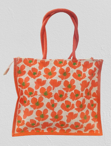 Sac fourre-tout en jute imprimé floral personnalisé, poignée en sangle PP, fermeture éclair, sac de shopping écologique laminé, sac d'épicerie réutilisable, URBAN TOTE - Product Image 2