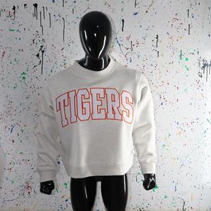 Sudadera TIGERS ASH GREY con cuello alto, 100% algodón, con apliques bordados blancos, cuello ancho, hilos finos - Product Image 2