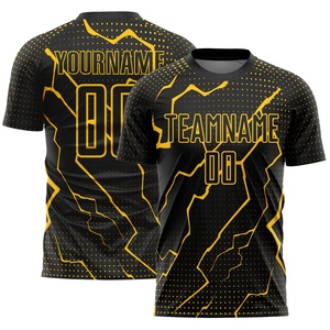 Maillot de football personnalisé noir et jaune de qualité supérieure pour la vente en gros directe aux professionnels – Sublimation Éclair - Product Image 1