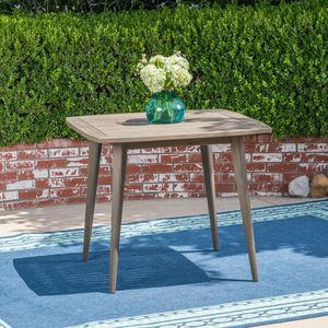Tavolo Quadrato da Esterno in Legno di Acacia con Gambe Diritte Colore Grigio - Product Image 4