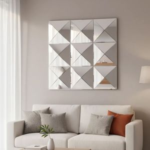 Specchio da Parete 3D con Bordo Smussato, Grande Specchio Quadrato per Arredamento Interno, Adatto per Soggiorno e Vari Spazi - Product Image 3