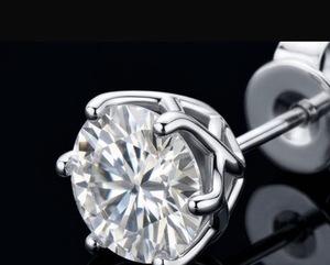 Moissanite 4ct Round Cut <b>Stud</b> <b>Earrings</b> 925 Sterling <b>Silver</b> Halo Iced Out Unisex Hip Hop Jewelry Custom Hand <b>Set</b> Gemstone - Product Image 4