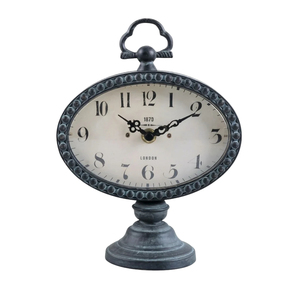 Reloj de Escritorio de Metal Negro Antiguo Retro, Reloj de Mesa Redondo Vintage, Reloj de Estante Clásico con Números Romanos para Oficina o Estudio - Product Image 6