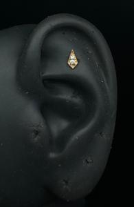 Charming 10K Gold Vintage Style Lab Grown Diamond <b>Stud</b> For Tragus And Conch Piercing - Product Image 4