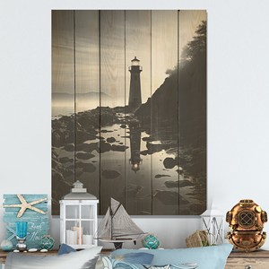 Arte de Pared de Faro Hecho a Mano en Madera de Mango - Decoración de Pared de Madera al por Mayor - Product Image 2