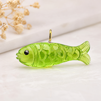 Pendentif poisson en cristal rose et strass, sculpté en laiton, avec attache en argent sterling plaqué or, fait main, tendance, pour collier et bijoux