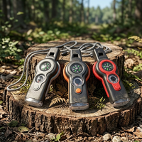 Sifflet de survie d'urgence 7-en-1, boussole multifonctionnelle d'extérieur avec lumière LED, thermomètre et sifflet plus puissant