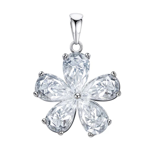 Collar con Colgante de Flor, Plata 925, Cristal, Corte de Pera, Engaste de Garras, Estilo Clásico, Unisex, Uso Diario - Product Image 1