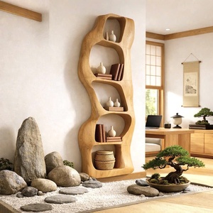 Étagère à livres en bois sculpturale moderne avec des courbes organiques et des étagères fluides pour une bibliothèque artistique à la maison ou un élément décoratif élégant pour le salon - Product Image 2