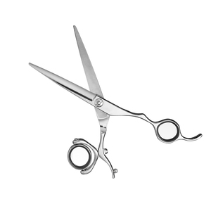 Ciseaux de barbier en acier inoxydable MAHFOOZ INSTRUMENTS, finition polie, avec repose-doigt réglable - Product Image 1