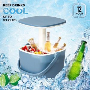 All Weather Outdoor 4 Gallon Portable <b>Cooler</b> Table with Side Handle Lift Top Lid and Bottle Opener Resistant PA <b>Material</b> - Product Image 4