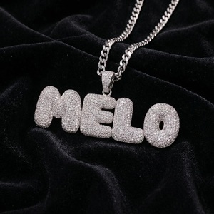 Pendentif personnalisé en argent sterling 925 certifié IGI VVS, lettre bulle, style hip-hop, serti de diamants de laboratoire, vente en gros - Product Image 4