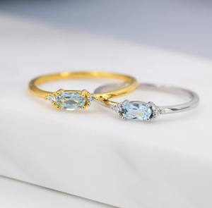 แหวนบลูโทแพซธรรมชาติจากสวิสเซอร์แลนด์ ตัวเรือนเงินสเตอร์ลิงหรือทอง แหวนบลูโทแพซธรรมชาติ แหวนพลอยขนาดเล็ก - Product Image 2