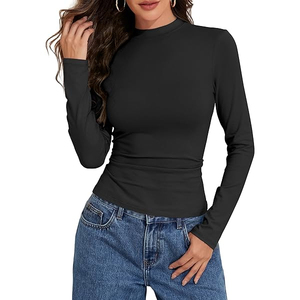 <b>Women's</b> Plus Size Solid Color Long Sleeve Long <b>Top</b> <b>Strapless</b> Slim Fit Knitted Casual T-Shirt Button 240g Breathable All Seasons - Product Image 3