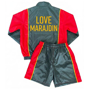 Conjunto de Chaqueta y Pantalones Cortos Deportivos para Hombre, 2 Piezas, Lavado Ácido, Estampado Personalizado, Impermeable, Color en Contraste, Ropa de Verano - Product Image 4