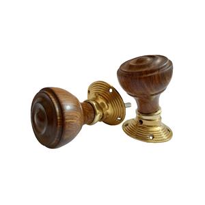 Hermosa perilla de puerta redondeada de palisandro marrón y níquel pulido para el hogar, sala de estar, dormitorio, comedor, uso de puerta de baño - Product Image 1