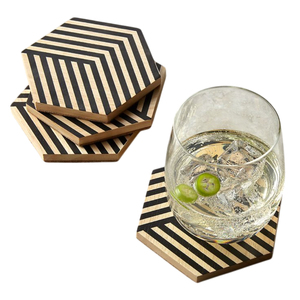 Premium Wooden Coasters <b>Set</b> Of <b>4</b> Laser Engraved Mountain Drink Coaster Rustic <b>Round</b> Wood Cup Pad Mat <b>For</b> Office Home Decor - Product Image 6