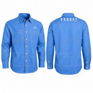 เสื้อเชิ้ตทำงานนิรภัยสำหรับผู้ชาย ZI สีน้ำเงิน แขนยาว ป้องกันไฟฟ้าสถิต ทนไฟ ทรงปกติ สำหรับโรงงาน/เวิร์กช็อป รับผลิตแบบ OEM - Product Image 3