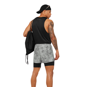Shorts de course pour hommes Elite 2 en 1 de 5 pouces, gris fumé, noir, camouflage, séchage rapide, pour la gym et l'entraînement athlétique - Product Image 4