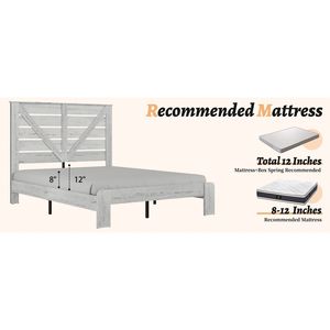 Base letto matrimoniale in legno grande e silenziosa con testiera, facile da montare, senza bisogno di rete a molle, con contenitore - Product Image 1