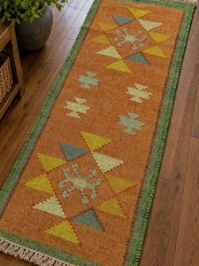 Tribal Southwestern <b>Runner</b> <b>Rug</b> Handmade Wool Jute Kilim Boho Farmhouse <b>Hallway</b> Entryway Rustic Corridor Floor Carpet Decor - Product Image 2