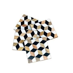 Ensemble de sous-verres en bois et résine faits à la main de qualité supérieure, carrés et ronds, avec support |   Protection élégante pour table, décoration - Product Image 5