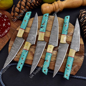 ชุดมีดสเต็กทำมือเกรดอุตสาหกรรม DIY เหล็กดามัสกัสสำหรับมืออาชีพ ชุดมีดสำหรับรับประทานอาหารกลางแจ้ง บาร์บีคิว มีดปอกผลไม้ OEM UA - Product Image 4
