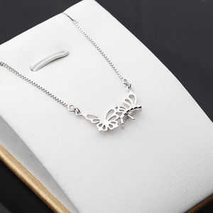Pendentif papillon en argent S925, ensemble de pendentifs vides avec 8-9 perles, chaîne de clavicule, accessoires de bricolage pour femmes, colliers fins personnalisés - Product Image 1