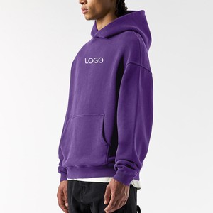 Sweat à capuche OEM pour homme, qualité supérieure, logo personnalisé, coupe ample, violet foncé, molleton épais 500 GSM en coton, pull à capuche - Product Image 3